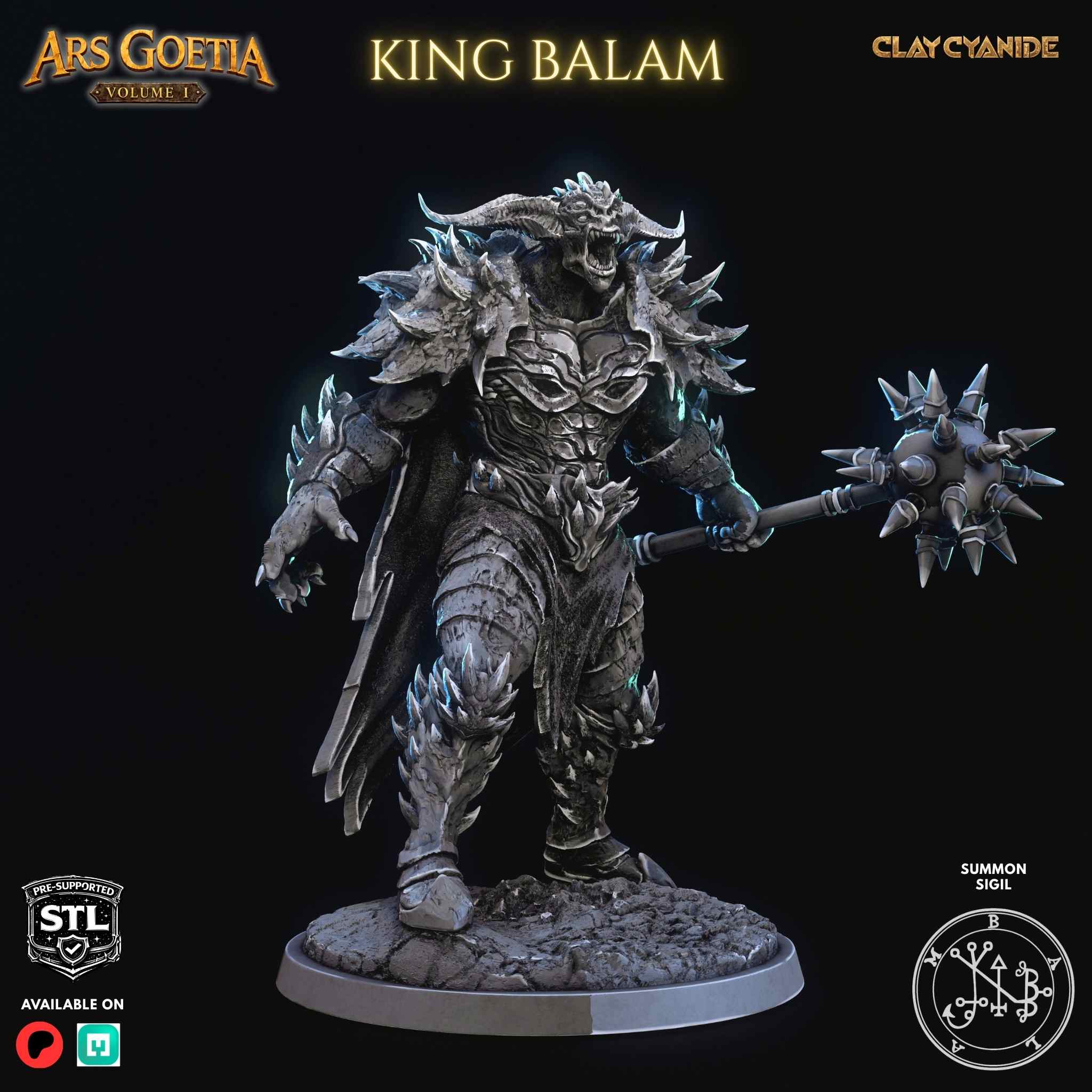 Balam demon king STL miniature rear view — Clay Cyanide